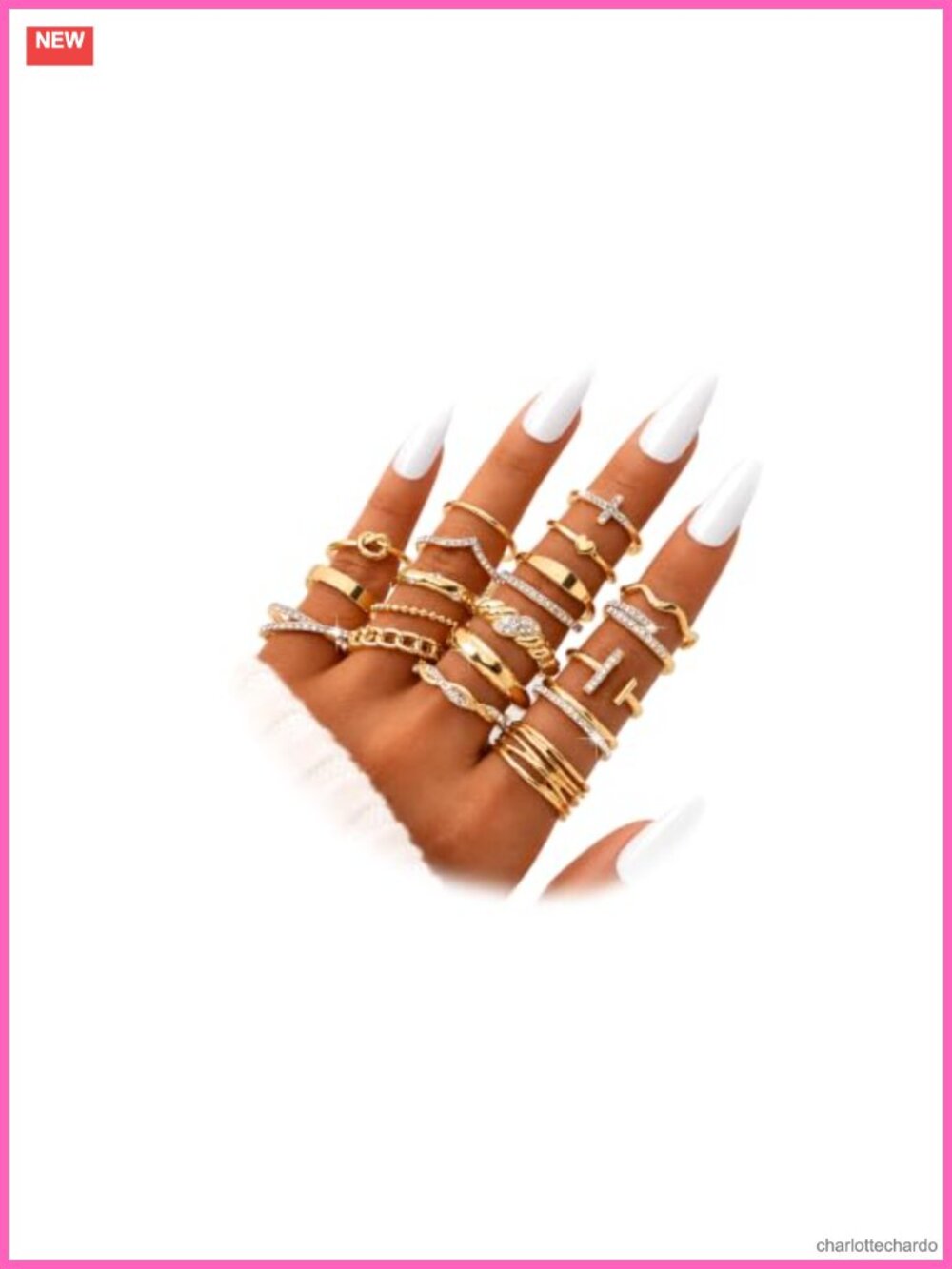 Women's Stacking Ring Set with Crystal Accents, Pave Setting, Knuckle & Midi,